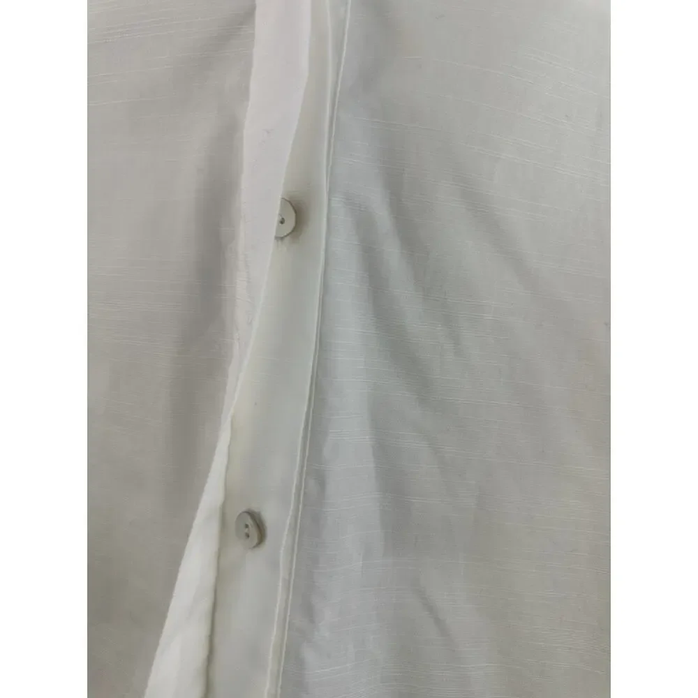 Vince Women's Braid Trim Band Collar Blouse White Button up Top Deep V-Neck XL - Picture 6 of 16